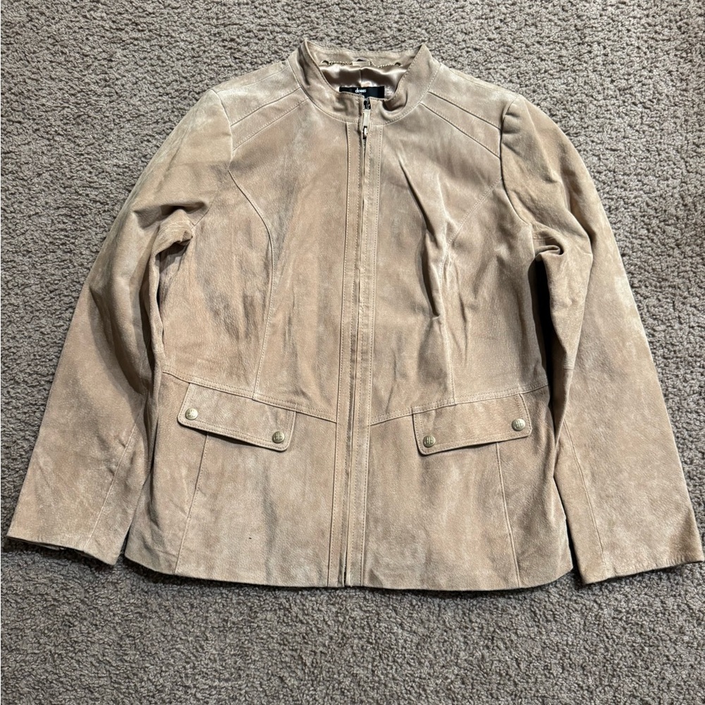 Dennis Basso Women's Beige Leather Jacket